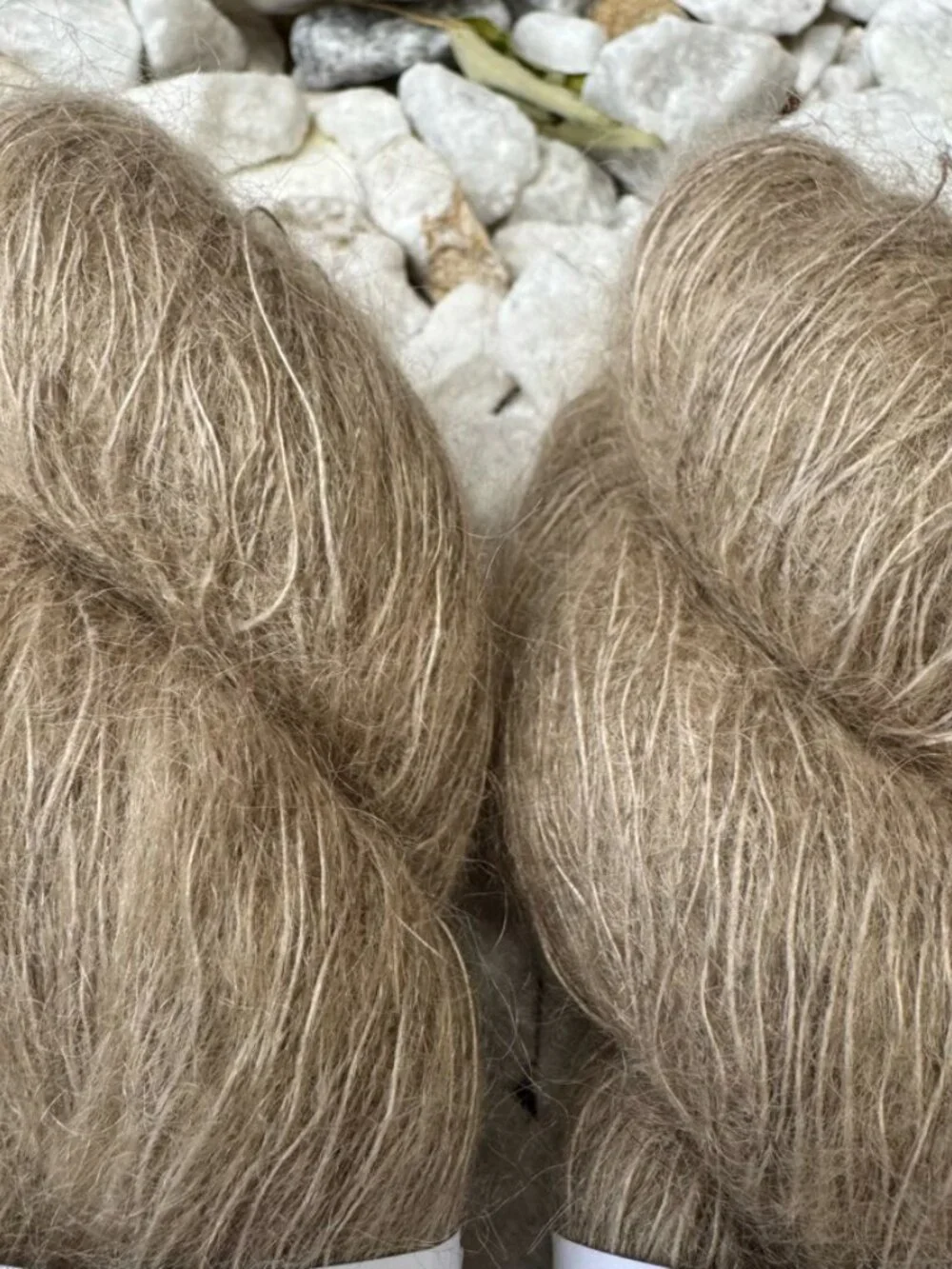 KidLin Tan Beige Linen Kid Mohair Sweater Quantity Yarn Destatsh 6 Skeins